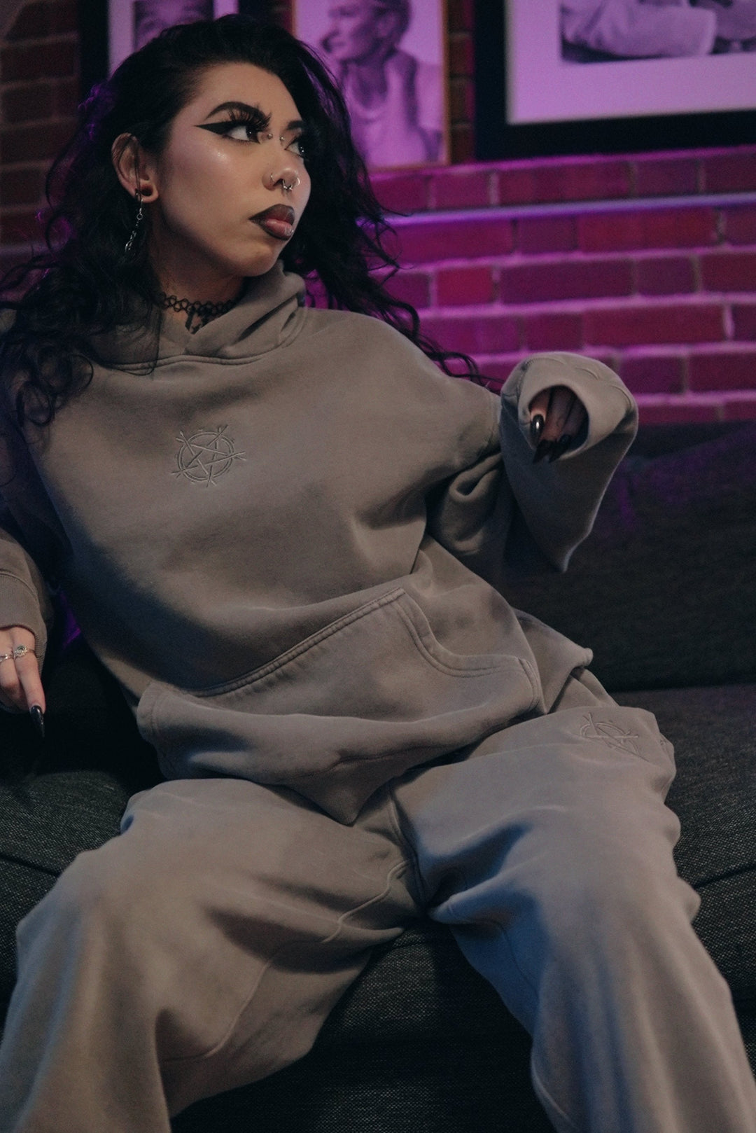 SLAM FADED GREY EMBROIDERED HOODIE