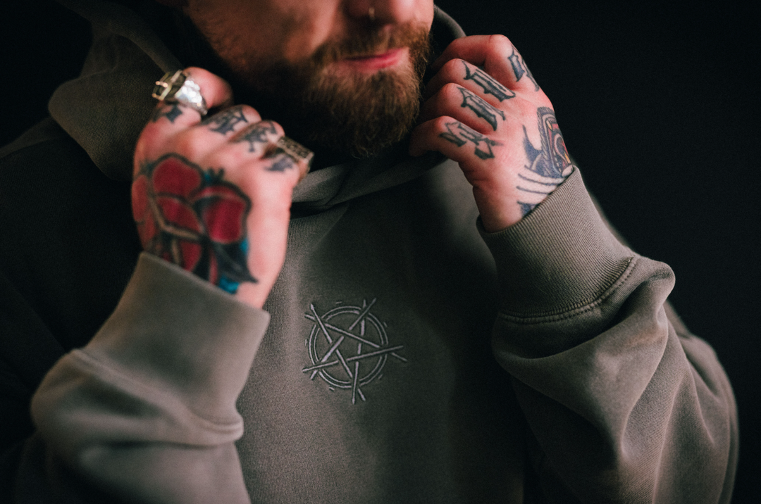 SLAM FADED GREY EMBROIDERED HOODIE